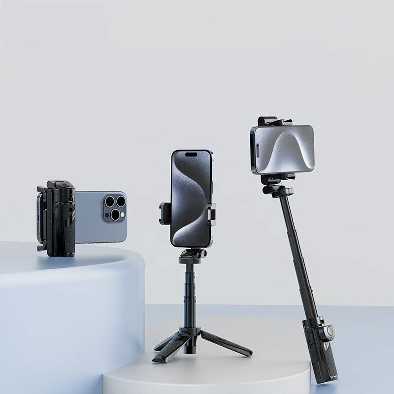 Perche à selfie trépied 3-en-1 avec lumière d’appoint LED et télécommande