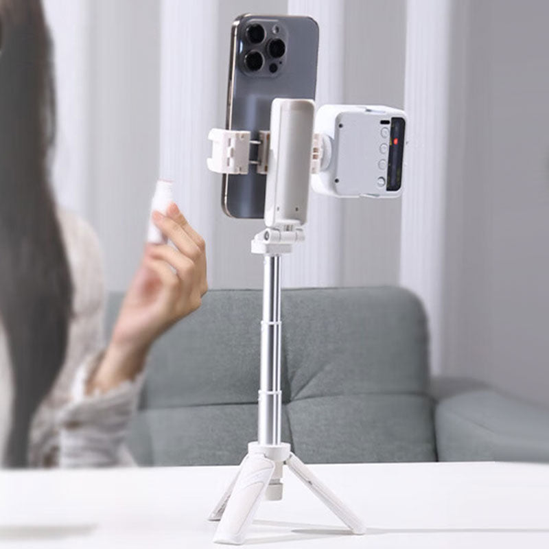 Perche à selfie trépied 3-en-1 avec lumière d’appoint LED et télécommande