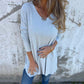 💕 Blouse tricotée confortable à manches longues et col en V pour femme avec fentes latérales