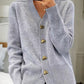 Cardigan boutonné en laine unie pour femme, décontracté, hiver