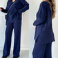 🔥LIVRAISON GRATUITE🔥Costume en tricot extensible confortable à col en V pour femme (haut + pantalon)