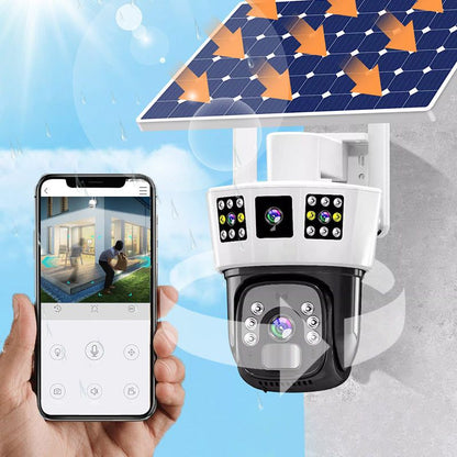 🔥Vente à chaud🔥Caméra de surveillance solaire intelligente à 360° avec moniteur à triple écran