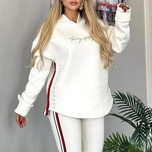 🔥2025 Nouvel Arrivage - 75% DE RÉDUCTION🎉Top et pantalon à capuche décontracté à rayures et à manches longues pour femmes