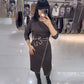 💕Que dois-je porter demain ?💕Robe taille haute tendance pour femme à manches longues