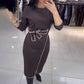 💕Que dois-je porter demain ?💕Robe taille haute tendance pour femme à manches longues