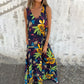 🌸 Offres spéciales printemps 💐  Robe sans manches en V à motif de feuilles pour femmes