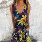 🌸 Offres spéciales printemps 💐  Robe sans manches en V à motif de feuilles pour femmes