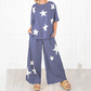 Women's Star Patch Set Short Sleeve Casual Two-Piece Pajamas