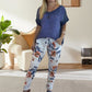 💐Ensemble deux pièces pour femme - chemise unie en coton et lin et pantalon décontracté à motif floral👚👖