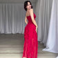 🎁Offre spéciale -50%⏳Robe longue élégante à volants et bretelles spaghetti pour femme