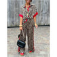 Ensemble 2 pièces imprimé léopard Chemise boutonnée et pantalon large