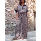 Ensemble 2 pièces imprimé léopard Chemise boutonnée et pantalon large