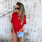 🌞Nouveau style d'été💐👗 Chemise décontractée ample de couleur unie pour femme