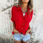 🌞Nouveau style d'été💐👗 Chemise décontractée ample de couleur unie pour femme