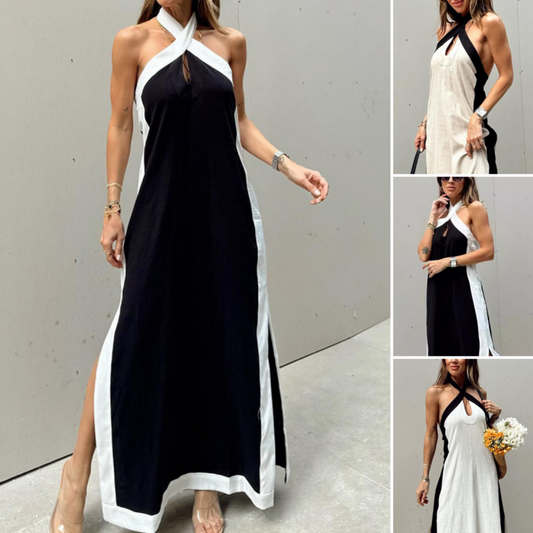 💕Vente limitée 50 % de réduction💕Robe longue fendue dos nu pour femme – Une élégance sans effort vous attend !