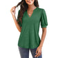 💥Spécialités d'été👚T-shirt élégant à manches courtes bouffantes et col en V pour femme