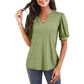 💥Spécialités d'été👚T-shirt élégant à manches courtes bouffantes et col en V pour femme