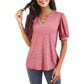 💥Spécialités d'été👚T-shirt élégant à manches courtes bouffantes et col en V pour femme