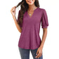 💥Spécialités d'été👚T-shirt élégant à manches courtes bouffantes et col en V pour femme