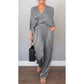 👗Remise de printemps 50%🧚‍♂️Ensemble de 2 hauts et pantalons élégants pour femme avec col en V