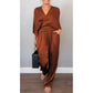 👗Remise de printemps 50%🧚‍♂️Ensemble de 2 hauts et pantalons élégants pour femme avec col en V