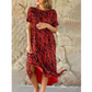 Robe mi-longue oversize à imprimé animal