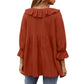 Chemises à volants et manches 3/4 pour femmes, nouées sur le devant