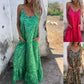 Robe longue imprimée à bretelles spaghetti pour femme