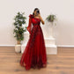 Robe à épaules dénudées en maille imprimée à la mode pour femme