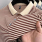 👕T-shirt à revers respirant à rayures pour homme