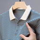 👕T-shirt à revers respirant à rayures pour homme
