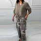 Ensemble deux pièces pour femme, cardigan ample et pantalon taille haute