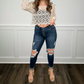 💥Offres exceptionnelles -49 % de réduction👖Jeans en denim taille haute à découpes pour femmes