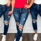 💥Offres exceptionnelles -49 % de réduction👖Jeans en denim taille haute à découpes pour femmes
