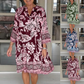 Robe décontractée pour femme avec col en V et motif floral