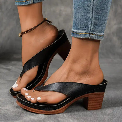 Sandales orthopédiques confortables et élégantes à talon haut et à bout ouvert