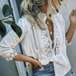 Haut patchwork blanc pour femme avec motif floral et dentelle