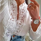 Haut patchwork blanc pour femme avec motif floral et dentelle