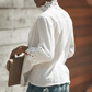 Haut patchwork blanc pour femme avec motif floral et dentelle