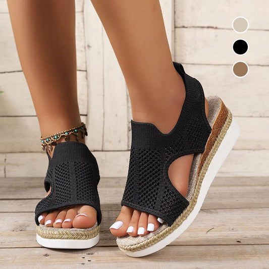 Sandales à Bride Arrière à Talon Compensé Tendance pour Femmes