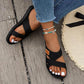 Sandales plates confortables à bout ouvert pour pieds larges