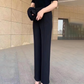 Pantalon décontracté taille haute à jambe droite pour femme