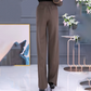 Pantalon décontracté taille haute à jambe droite pour femme