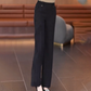 Pantalon décontracté taille haute à jambe droite pour femme