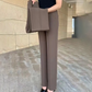 Pantalon décontracté taille haute à jambe droite pour femme