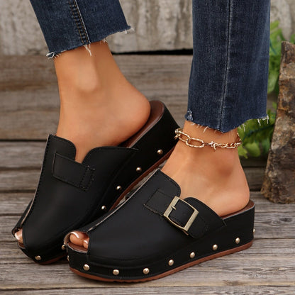 Sandales confortables à plateforme et bout ouvert pour femmes