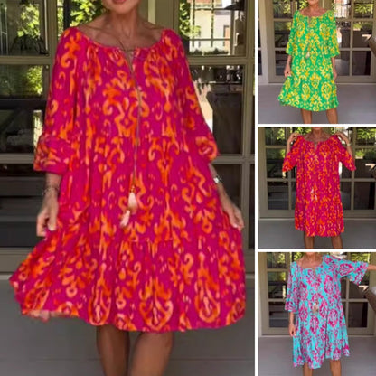 🔥 50% de réduction pour une durée limitée ! 🔥Robe midi ample à ourlet volanté pour femme