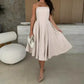 Robe midi élégante sans bretelles de couleur unie