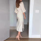 Robe élégante pour femme avec laçage à la taille, fente latérale et col en V