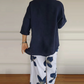 Ensemble haut ras du cou et pantalon imprimé pour femme